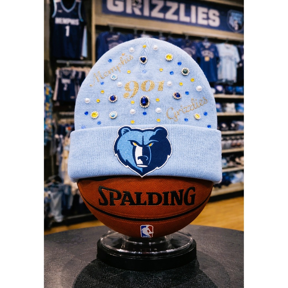 Memphis Grizzlies‎ Beanie Blue design with 901, Rhinestone and Grizz Logo